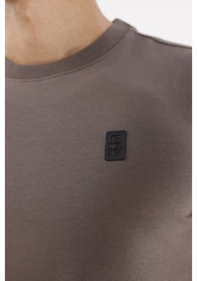 Rowinger Minimal Logolu Bisiklet Yaka Ribana Manşetli Rahat Kalıp Mevsimlik Sweatshirt Antracite