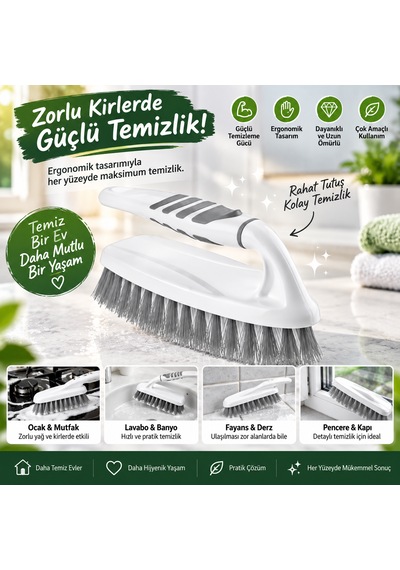 5'li Fırça Seti - Banyo, Bulaşık, Lavabo, Toz Alma Ve Halı, Yer Fırçası - Tek Set İle Tüm Işler