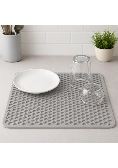 Lexroo Bulaşık Kurutma Matı Kaymaz Katlanabilir 32x32 Cm Gri