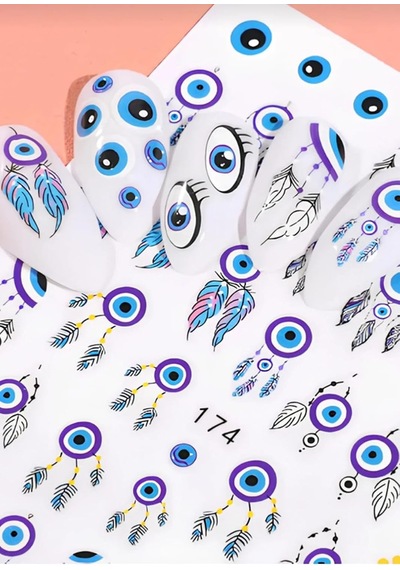 Tırnak Sticker Nail Art, Mavi Göz Ve Rüya Kapanı Desenli, Protez Tırnak Ve Kalıcı Oje İçin Süsleme Çıkartması 3 Adet Çok Renkli Tırnak Sticker Nail Art, Mavi Göz Ve Rüya Kapanı Desenli, Protez Tırnak Ve Kalıcı Oje İçin Süsleme Çıkartması 3 Adet Çok Renkli