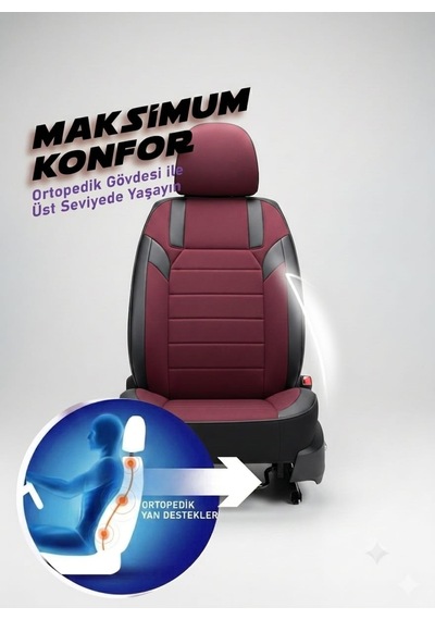 Monza Bordo Siyah Serisi Üniversal Oto Koltuk Kılıfı Ön Arka Koltuk Tam Set