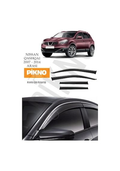 Nissan Qashqai 2007-2013 Kromlu Cam Rüzgarlığı 4'lü Set A+ Plus