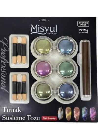 Misyul 6'lı Galaksi Kedi Gözü Oje Etkisi Cat Eye Toz Seti Mıknatıs Hediyeli Manyetik Nail Art Süsleme Kiti