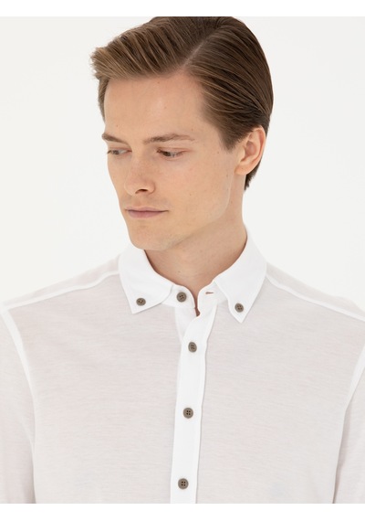 Cacharel Beyaz Slim Fit Uzun Kollu Gömlek