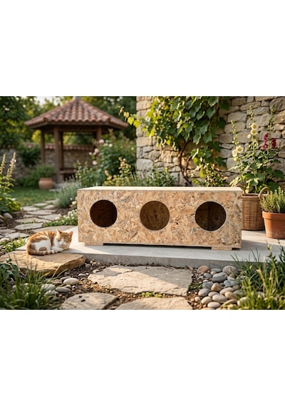 Apak Ahşap 3 Girişli Osb Kedi Yuvası