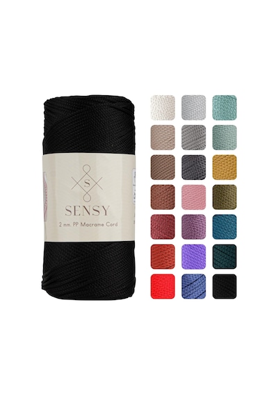 2 Mm - 200 Gr Polyester Makrome Ipi Siyah 230 M Polyester Makrome Ip Supla Ip Ve Çanta Ipliği