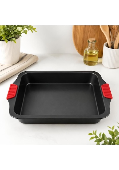39x26cm Isınmayan Silikon Kulplu Yapışmaz Fırın Tepsisi-çok Amaçlı Pişirme Tepsisi Genel