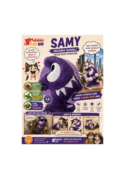 Matamıx Samy Peluş Kedi Oyuncağı Dayanıklı, Kediler İçin Eğlenceli Oyuncak