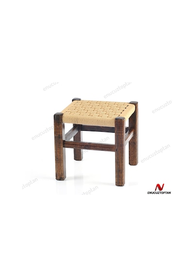 Hasır Ipli Ahşap Büyük Tabure 40Cm | Id4060
