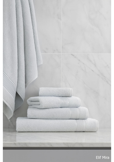 6 Parça Banyo Havlusu Seti Pamuklu 70x140 Cm Serenio Açık Gri-açık Gri