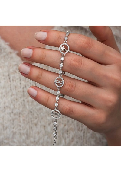 Gümüş Halka İçinde Şans Kadın Bileklik Sl10765 Gümüş