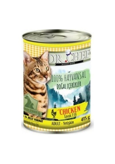 Dr.Chef Tahılsız Tavuk Etli Konserve Yetişkin Kedi Maması 24 x 415 G