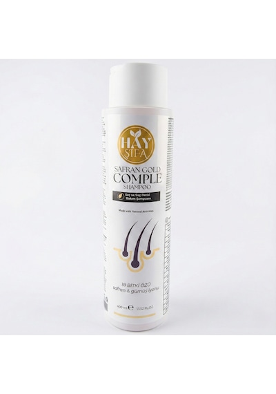 Safran Gold Complete Şampuan 400 Ml Safran Özlü Gümüş İyonlu Keratin Ve Biotin İçeren Bitkisel Şampuan Normal