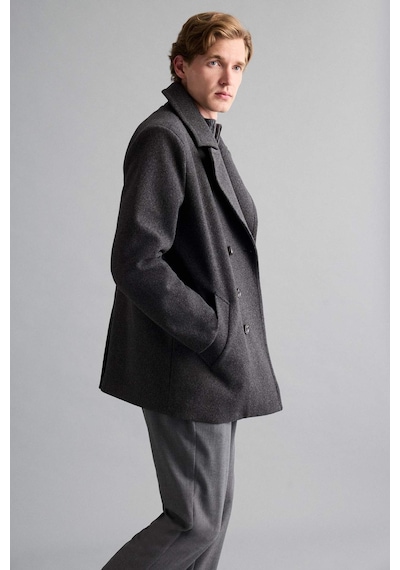 Defacto Slim Fit Dar Kesim Düğmeli Cepli Astarlı Kaşe Kaban Parka D1521ax25wnar198 Antrasit-ar198