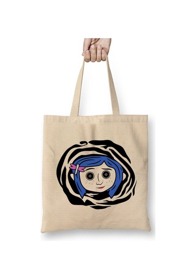 Toyaso Coraline Jones 09 Bez Çanta Uzun Saplı Alışveriş Çantası Plaj Çantası Beyaz