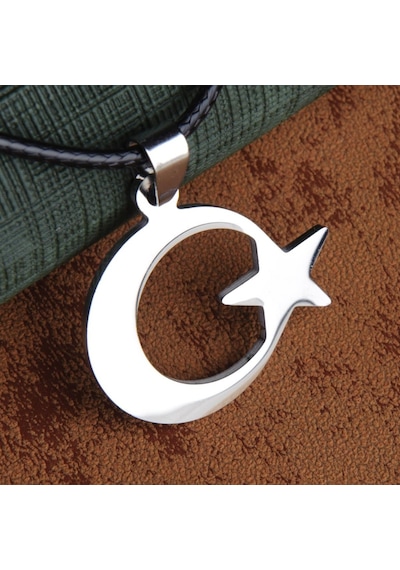 Ay Yıldız Çelik Erkek Kolye Takı Aksesuar K24 T5 Çelik