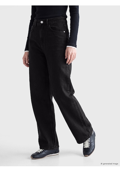 Lcw Jeans Siyah Straight Fit Kadın Jean Pantolon