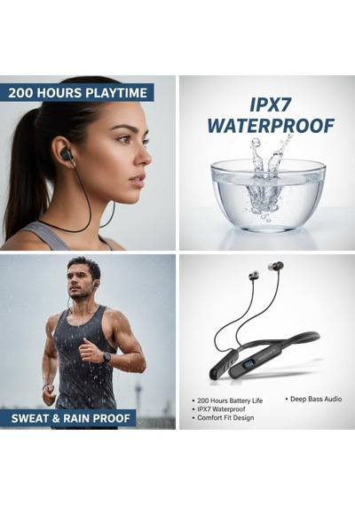 Wodimark Boyuna Asmalı Spor Bluetooth Kulaklık, Mıknatıslı Tasarım, Hafıza Kart Destekli, Şarj Göstergeli, Type