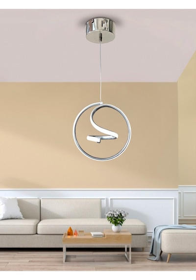 Modern Tekli Sarkıt Led Avize Antre , Oda Helezon Beyaz Işık Ledli Avize Krom