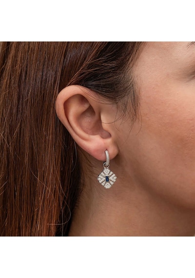 Gümüş Zirkon Taşlı Kadın Küpe 14 MM-Gümüş