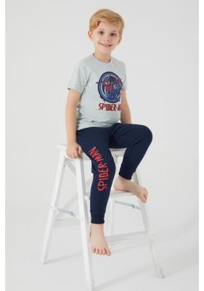 Yasin Tekstil Spider Man  D4750-3 Çocuk  Yeşil Melanj Pijama