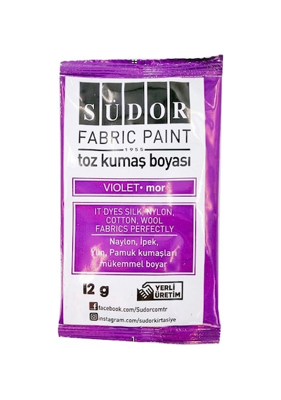 Kumaş Boyası Toz 12 Gr 1 Adet Südor Toz Kumaş Boyası Kot Pantalon Gömlek Tişört Tekstil Kumaş Boyası 1 Adet Mor