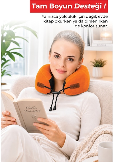 Viscofoam Cosy Ortopedik Seyahat Yastığı Visco Boyun Destekli Seyahat Yastığı - Turuncu | Ergo Travel