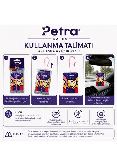 Art Asma Araç Kokusu Parfüm Esanslı Oto Kokusu, Araç Kokusu, Asma Koku, Oto Aksesuar, Kağıt Koku, Oto Kokusu Petra Spring Araç Ve Ortam Kokuları