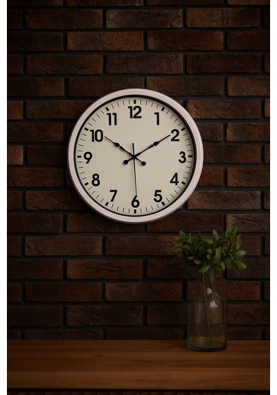 52 Cm Beyaz Metal Standart Duvar Saati