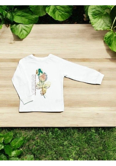Çikoby Erkek Çocuk Terras Yazılı Sweatshirt-14863 Ekru