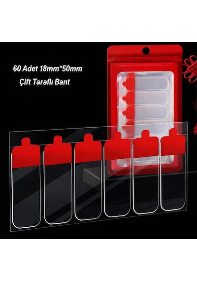 3b Trend 60 Parça Güçlü Şeffaf Çift Taraflı Bant 18 50 Mm Kolay Açılır, Çok Amaçlı Kullanım
