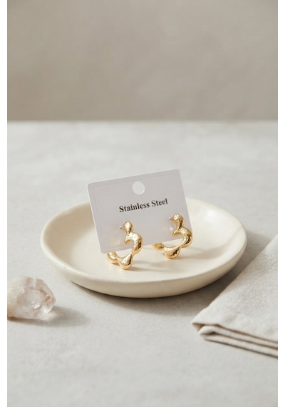 316l Çelik Gold Renk Çiçek Halka Model Küpe Tj-bkp12057 Altın - Çok Renkli
