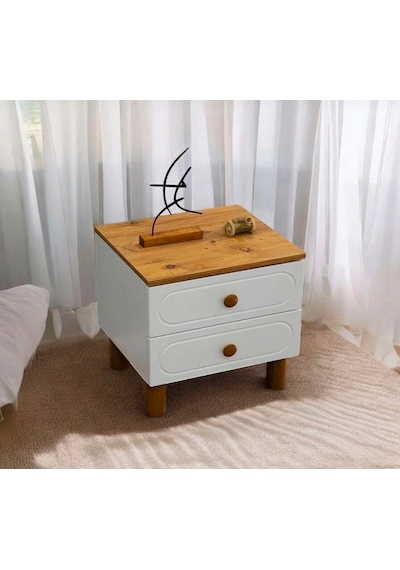 Pema Home Bohem Masal %100 Mdf Komodin Beyaz - Ceviz