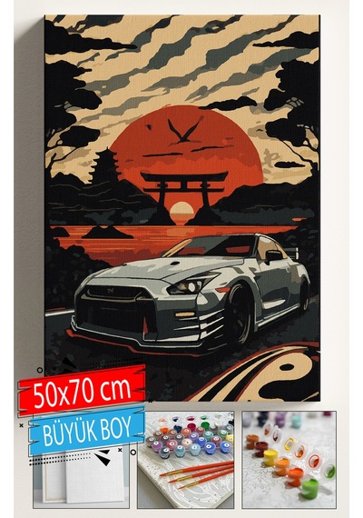 Sayılarla Boyama Seti Numaralı Tuval Fırça Boya Dahil Kasnaklı Set 50x70 Cm - Nissangtr