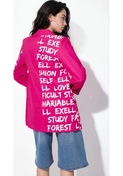 Hiccup Msn Oversize Krep Blazer Ceket Parlak Pembe