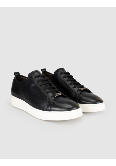 Cabani Siyah Hakiki Dana Deri Bağcıklı Günlük Erkek Sneaker