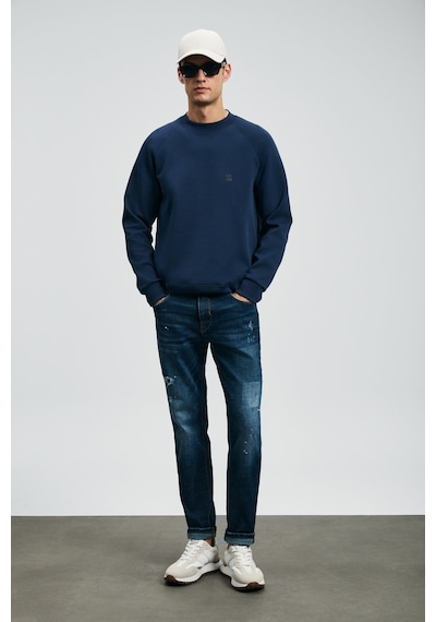 Lufian Erkek Edgar Spor Slim Fit Jean Pantolon 112200229 Mavi Mavi