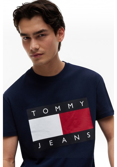 Tommy Hilfiger Tjm Reg Bıg Flag Ss Tee Ext Erkek Mavi T-shirt - Dm0dm22645