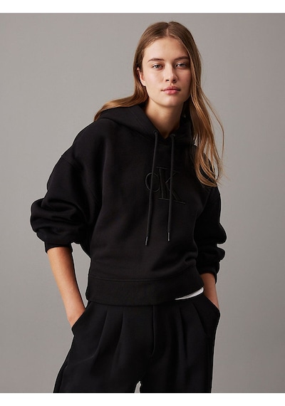 Calvin Klein Raısed Embroıdery Ck Hoodıe Sweat Siyah