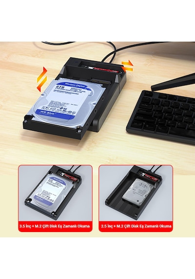 Dm Usb3.2 Gen2 M.2 Nvme Sata 2.5" 3.5" Ssd Hdd Offline Clone Dock Station Klonlama