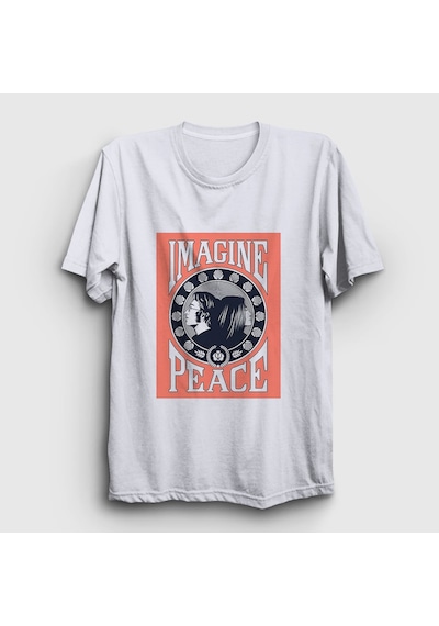 Presmono Unisex Peace Beatles John Lennon T-shirt Beyaz