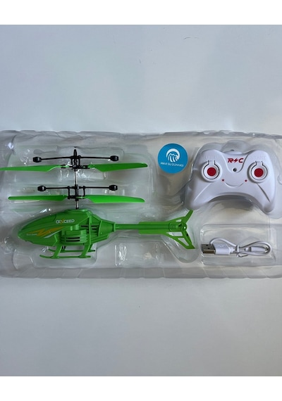 Uzaktan Kumandalı Helikopter 18 Cm Yeşil Renkli