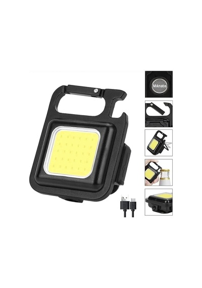 Mini Led Anahtarlık El Feneri Flash Mıknatıslı Su Geçirmez Şişe Açaçaklı Siyah