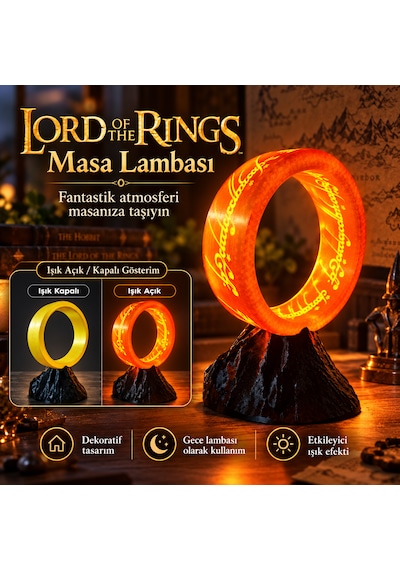 Güç Yüzüğü Dekoratif Masa Lambası Altın - Sarı