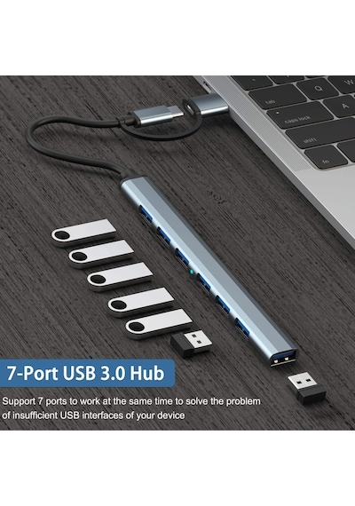 Apera GN-83 Multi Port Type-C ve USB Girişli 7 Port USB HUB