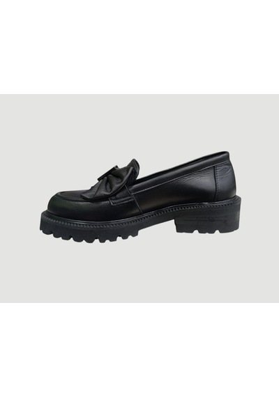 Albini 26102209 Kadın Deri Loafer Ayakkabı Siyah Çok Renkli