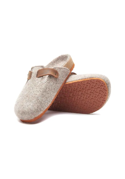Comfortfusse Capri-w - Erkek Ortopedik Yün Keçe Sabo Ev Terliği Kahverengi Yün