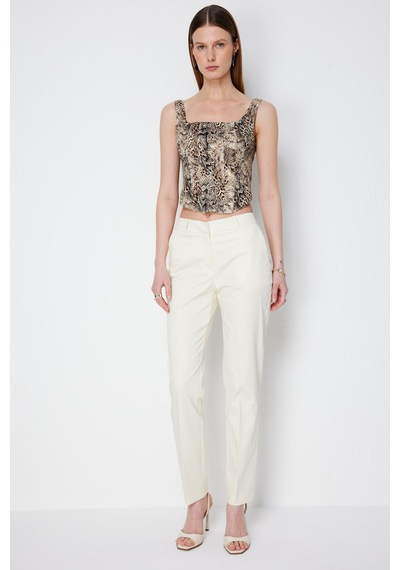 Ekol Kadın Kalın Askılı Korseli Crop Bluz 2062 Leopar LEOPAR