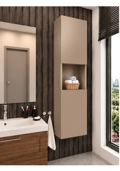 Lisa Banyo Dolabı Duvara Monte Raflı Mdf Krem
