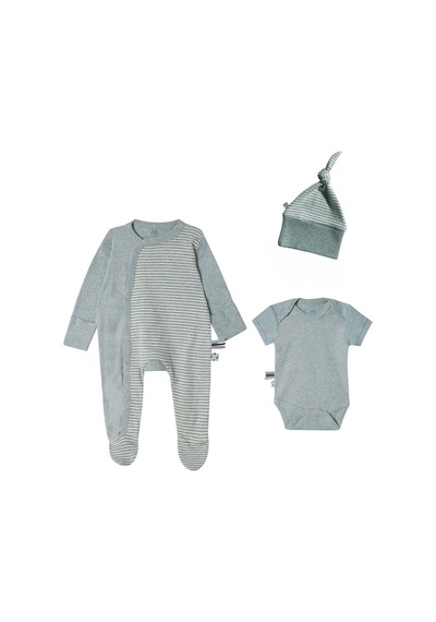Organicera Organik Yenidoğan Set - 3 Parça , Aqua Melange Mint